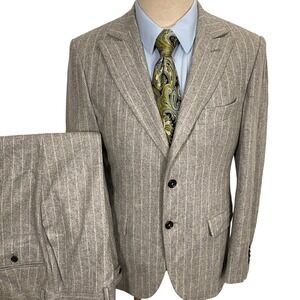 Sammarco Suit Mens 39S 34W Flannel Super Pinstripe 120s Vitale Barberis Canonico
